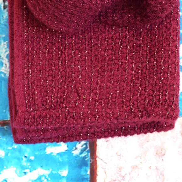 Women's Jessica Simpson Beret & Scarf 17" Set Faux Fur ONE SIZE Burgundy - Picture 2 of 6